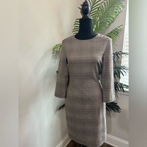 H&M Gray Plaid Long Sleeve Dress